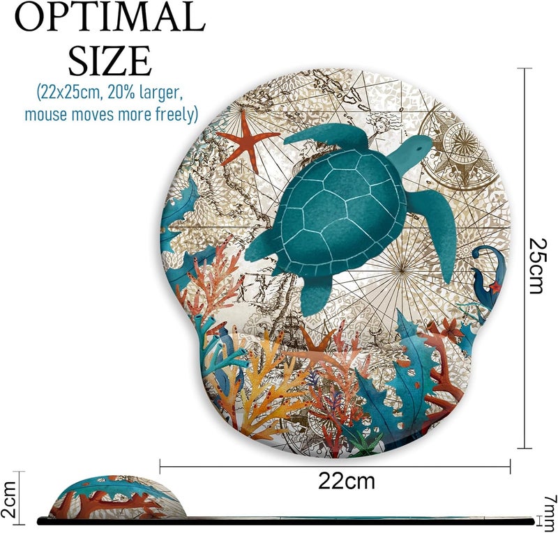 Blusabaca Ergonomic Mouse Pad with Wrist Rest, Sea Turtle Mouse Pads Wrist Support for Desk, Cute Gaming Mousepad for Wireless Mouse Laptop Computer Work Home Desk Accessories Office Supplies Decor - Image 4